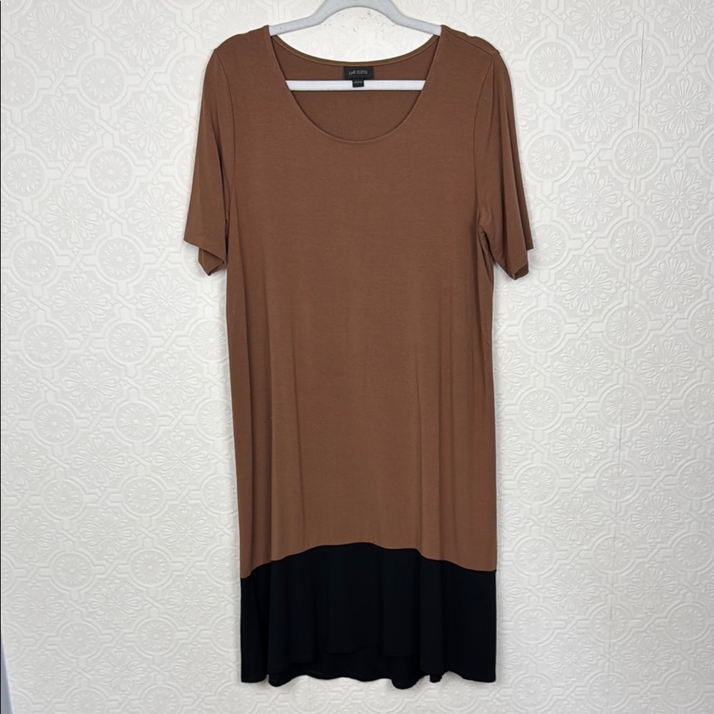 J. Jill Wearever Collection Brown & Black Colorblock Knit Dress Large Casual